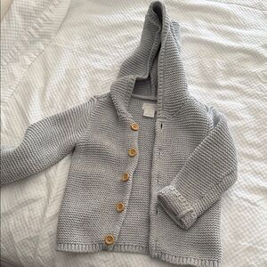 Cozy Gray Knit Hooded Kids Vest